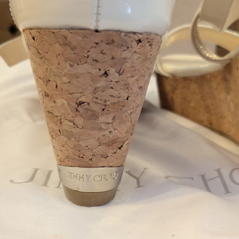 Jimmy Choo Cream Patent Wedges - Picture 4 of 7